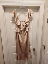 Show Me Your MUMU Zoey Midi Dress Champange Luxe Satin, size Medium. Worn once.