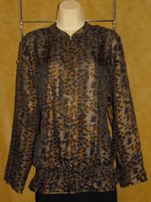 CHICO's - Animal / Leopard Print - Beaded SHEER Blouse sz 3 BRAND NEW TAGS