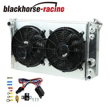 For 1982-2002 CHEVY S10 BLAZER 84-90 CORVETTE V8 3 Row Radiator+Shroud Fan+Relay