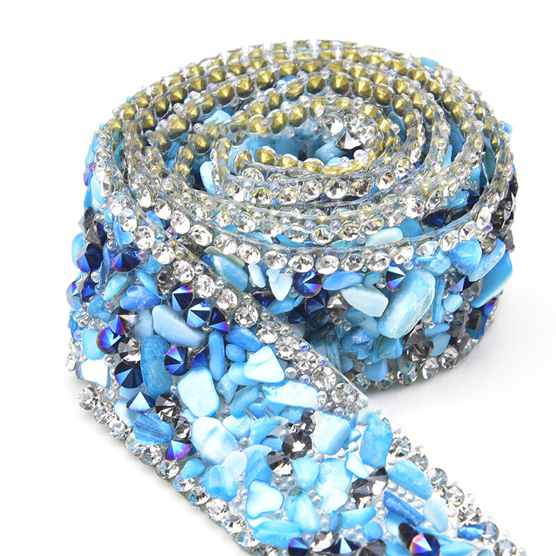 DIY Crystal Rhinestone Trim Hotfix Ribbon Artificial Gemstone Crushed ...