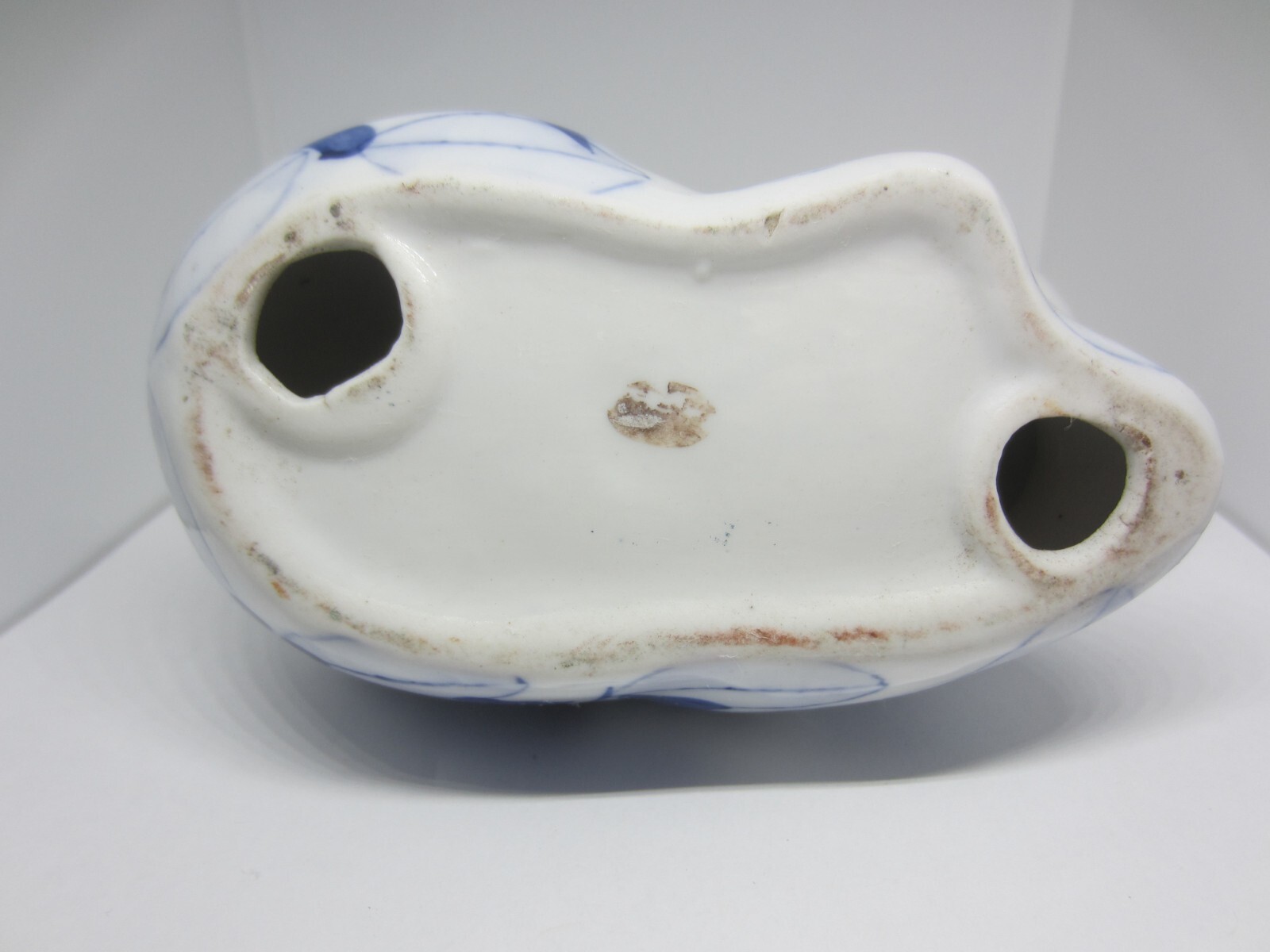 Small Blue and White Ceramic Kitty Cat Tea Light Holder Figurine