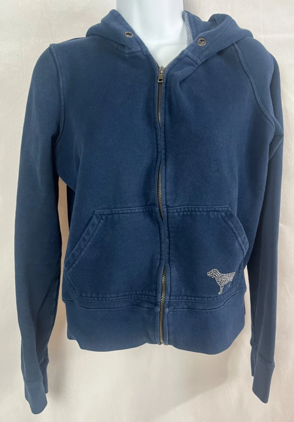 UNDERCOVER Felpa con cappuccio rosa Victoria Secret live donna cerniera intera road trip taglia M