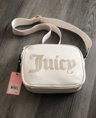 Juicy Couture White Faux Leather Obsession Camera Crossbody