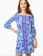 NEW Lilly Pulitzer OPHELIA DRESS Resort White Dont Be Jelly Blue S M