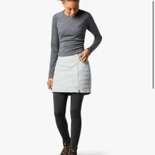SmartWool Smartloft Merino Wool Mid Rise Zip Skirt In Storm Gray NEW Size Large