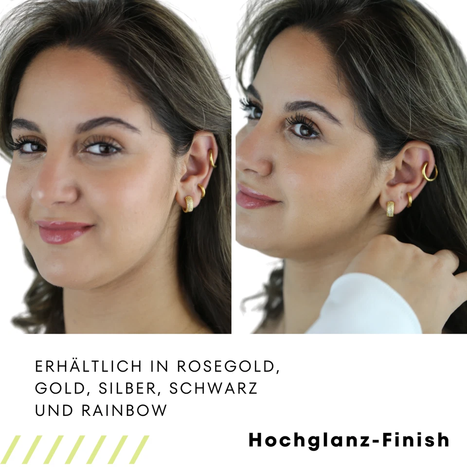 Set orecchini a cerchio in acciaio inox donna e uomo Huggie Hoops - Immagine 2 di 4