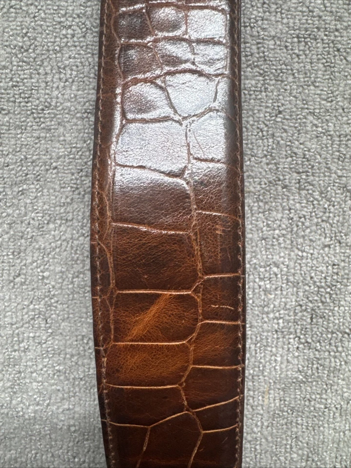 Calvin Klein 意大利鳄鱼牛皮腰带女式小号 (30) 棕色 — 第 3/4 张图片