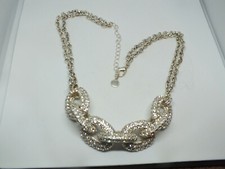 Beautiful Necklace Choker Silver Tone Sparkling Clear Rhinestones 1" W x 16-18"
