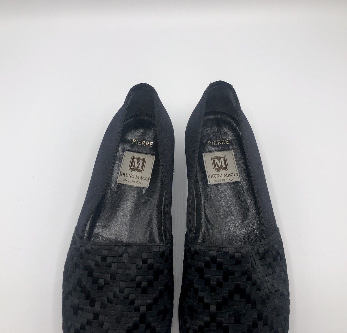 Bruno Magli Pierre Black Braided Woven Satin Leather Sole  display picture 1