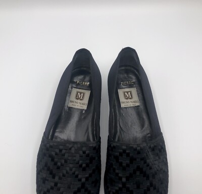 Bruno Magli Pierre Black Braided Woven Satin Leather Sole  display picture 2