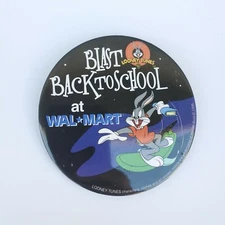 VTG 1998 Looney Tunes Bugs Bunny Blast Back To School Wal-Mart Promo Button Pin