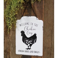 New Farmhouse FRESH EGGS WELCOME TO THE CHICKEN COOP SIGN Metal Hanging