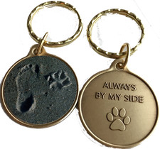 Always By My Side Dog Pet Paw Print Footprint Color Beach Seashell Keychain