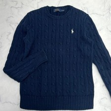 Ralph Lauren Cable Knit Sweater Embroidered Logo Women S Navy Japan