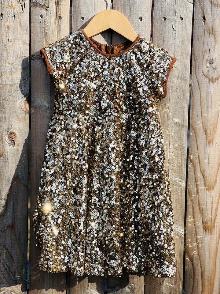 PINK CHICKEN New York Gold Sequins dress - Image 2 of 4