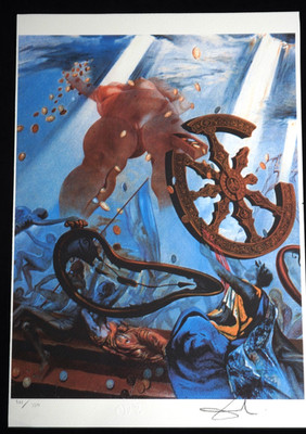 Salvador Dali Lithographie Größe 35 x50 cm! Signiert, limitiert, Prägestempel.