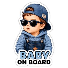 Baby on Board - Kind im Auto Autoaufkleber Fenster Sticker 15x9,5 cm Junge