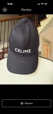 CELINE Logo Baseball Cap Hat Black Solid Patt...