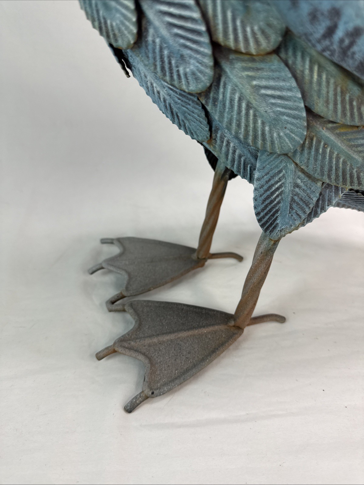 Metal Pelican Statue Yard Art Decor Blue White Unique Sea Bird Art Beach Ocean