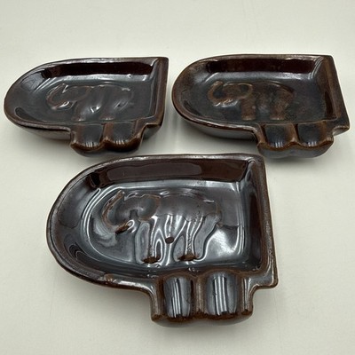 Vintage Elephant Chopstick Rest Mini Dish Ashtray Japan Set of 3
