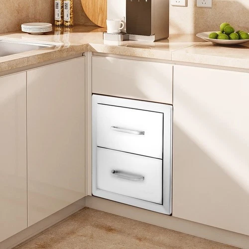 Cajón de cocina de acero inoxidable con cajón extraíble para isla de barbacoa montado al ras Foto 3 de 4