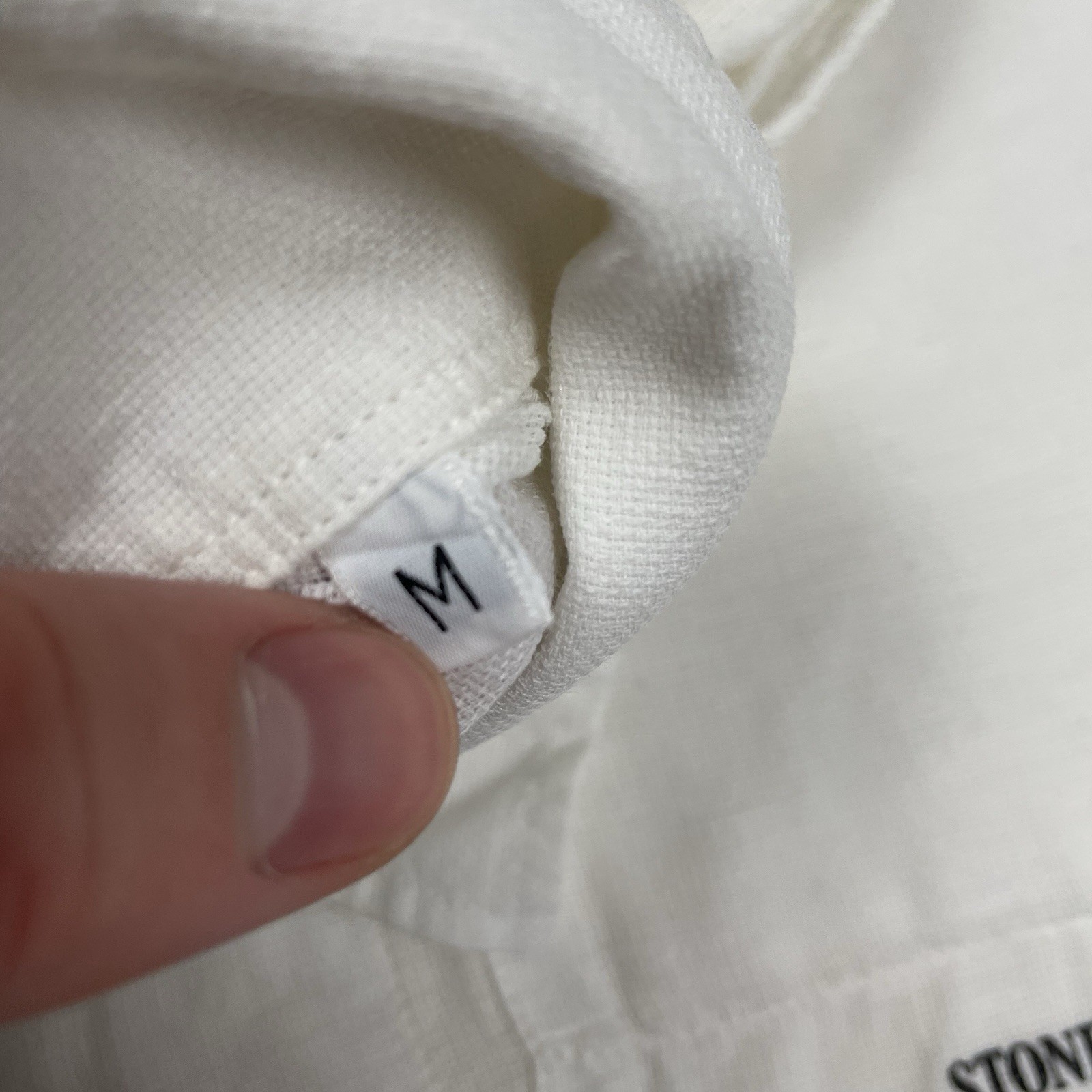 Vintage Stone Island Linen Short Sleeve Shirt Top Rare White Men’s Size Medium M thumbnail 6