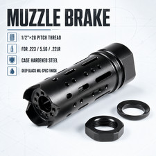 Muzzle Brake 1/2x28 Pitch Thread for .223/5.56/22lr  Crush Washer  Jam Nut