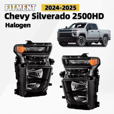 For 2024-2025 Chevy Silverado 2500HD 3500HD Halogen Headlight Left+Right Pair