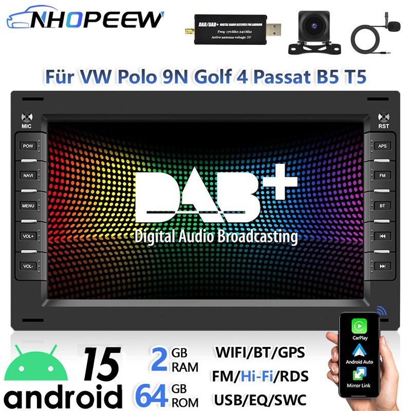 Autoradio Android 15 Carplay per VW T5 Transporter
