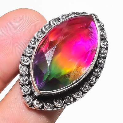 Multi Turmalin Edelstein Verstellbarer Ring Handgefertigt Unikat Marquise For...