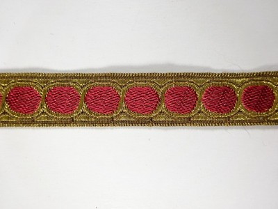 Vintage Gold Metallic Trim With Red Dots
