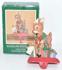 Vintage Midwest Of Cannon Falls Rudolph Cast Iron Stocking Hanger Holder NIB!