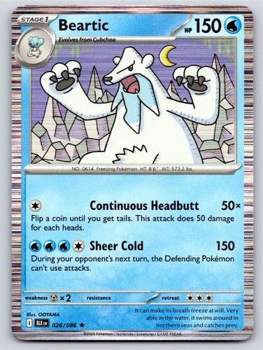 2025 POKEMON BEARTIC BLACK BOLT 026/086 HOLO RARE NM A43316 FREE S&H