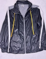 Zella Black White Gray Full Zip Lightweight Windbreaker Jacket Women  s Size XL