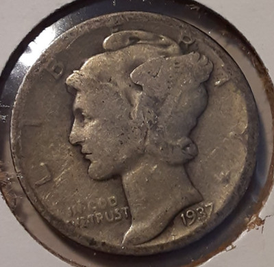 1937 Mercury Dime 10c US Coin 90% silver Philadelphia Mint (#182-12920/RBJ)