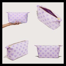 NWT Stoney Clover Lane LARGE Pouchette Pouch Lilac Grape Jacquard Hearts 98