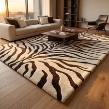 Hand Tufted Modern Zig-Zag Brown Pink Rugs Wool Handmade Area Rug for Home
