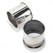 2Pcs 5.15" Push Through Wheel Center Caps Stainless 5.15" Hub 4.45"H Chrome