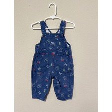 VTG Baby B'Gosh Handy Dandy Dog AOP Blue Overalls 6-9 Months Oshkosh 90s