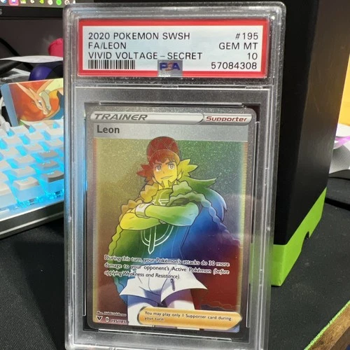 Pokémon TCG Leon 195/185 Vivid Voltage Full Art Secret Rare Holo PSA 10 2020