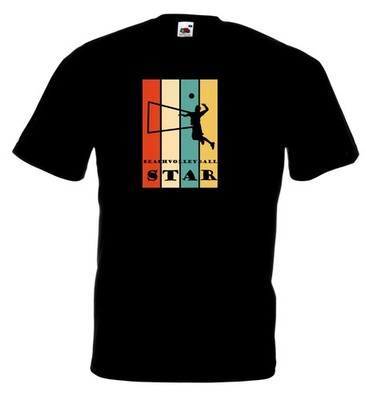 Beachvolleyball Star Sport schwarze T-SHIRT  - SPR011 -SW