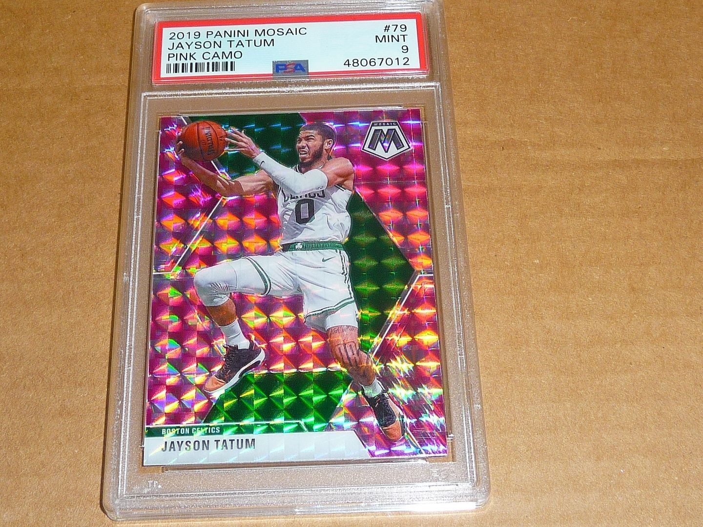 2019/20 Panini Mosaic JAYSON TATUM PINK CAMO PRIZM CELTICS #79 PSA 9 MINT