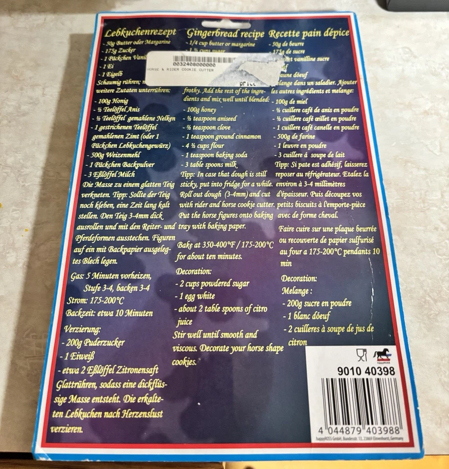 New Keksform German Cookie Cutters Man Horse Unique Gingerbread Recipe on back - Image 4 of 4