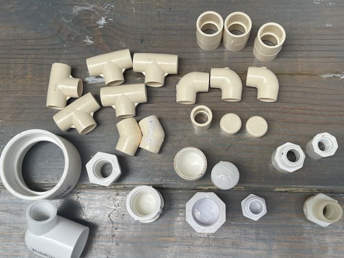 Lot of 27 Assorted PVC & CPVC Pipe Fittings – ½”, ¾” T, 90, Cap, MIP, Adapter