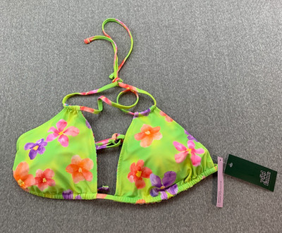 Wild Fable Reversible Floral Triangle String Bikini Swimsuit Top L Green Bright