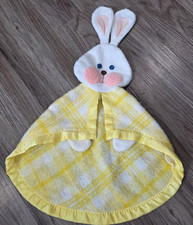 Vintage Fisher Price Toys 1979 Bunny Yellow Plaid Lovey Security Blanket