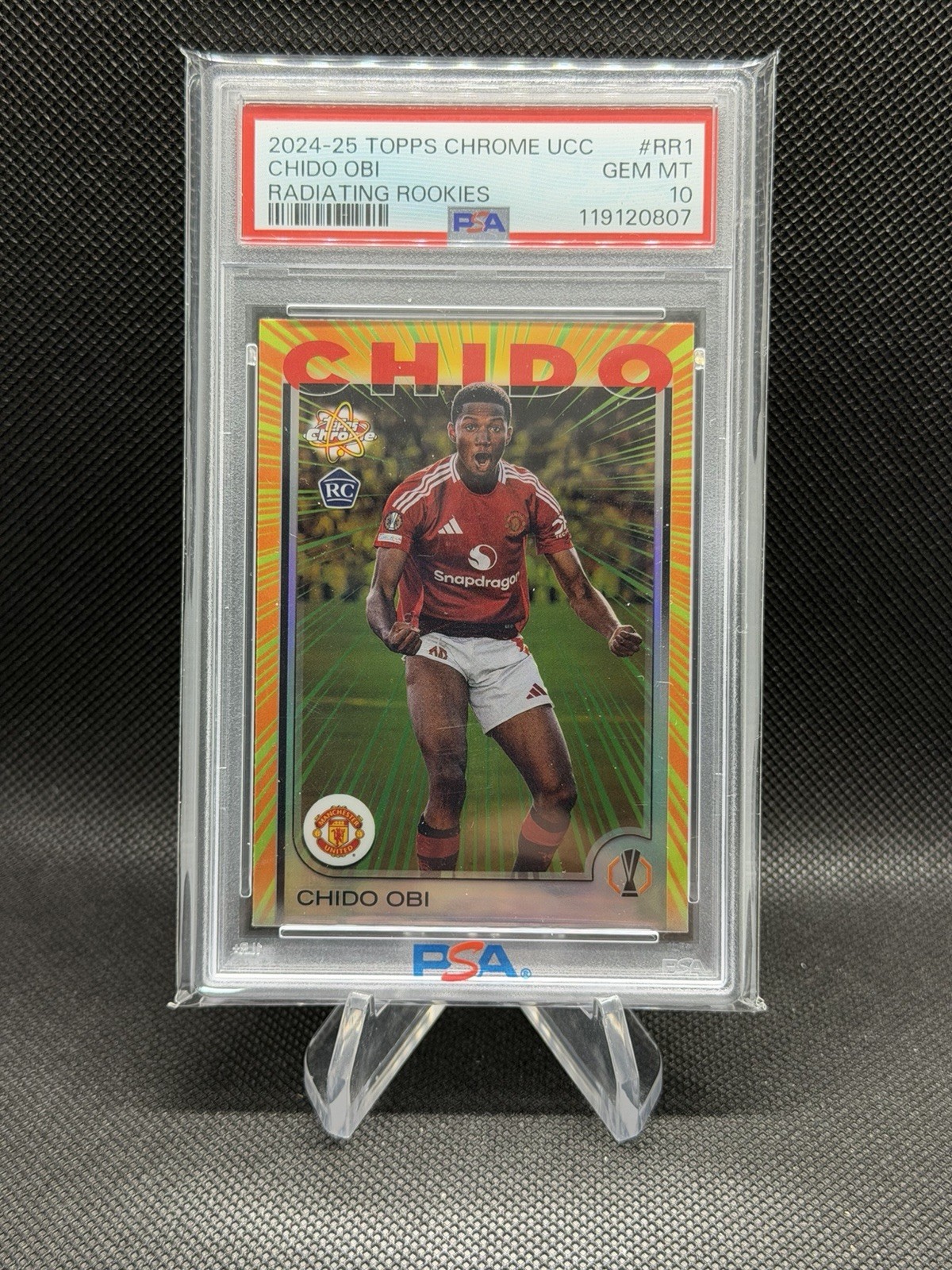 2024-25 Topps Chrome UEFA Chido Obi RC Radiating Rookies #RR-1 PSA 10