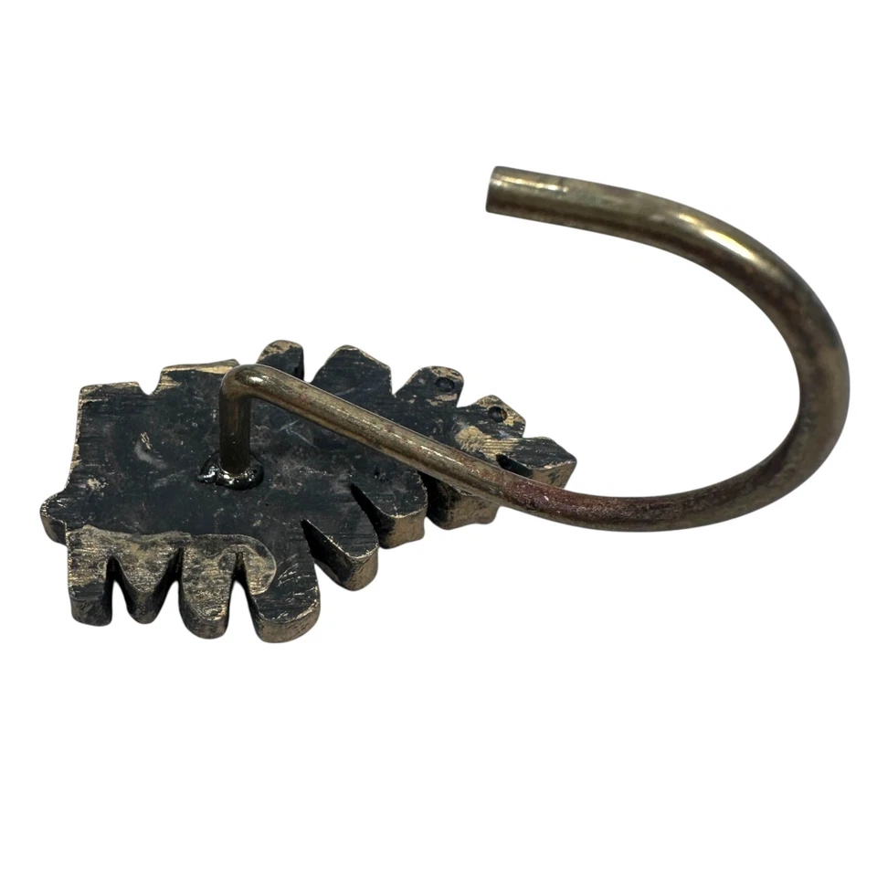 Lote de 12 ganchos para cortina de ducha hoja de helecho anillos resina dorada elegante decoración de baño Foto 3 de 4