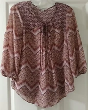 Counter Parts Women's Long Sleeve Rust & Multi Color Blouse Size S