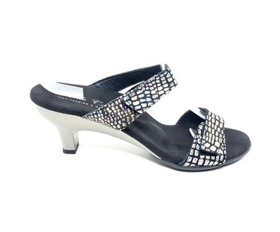 Helle Comfort Boneta Womens Sandal Kitten Heel Black Rhinestone Size 8